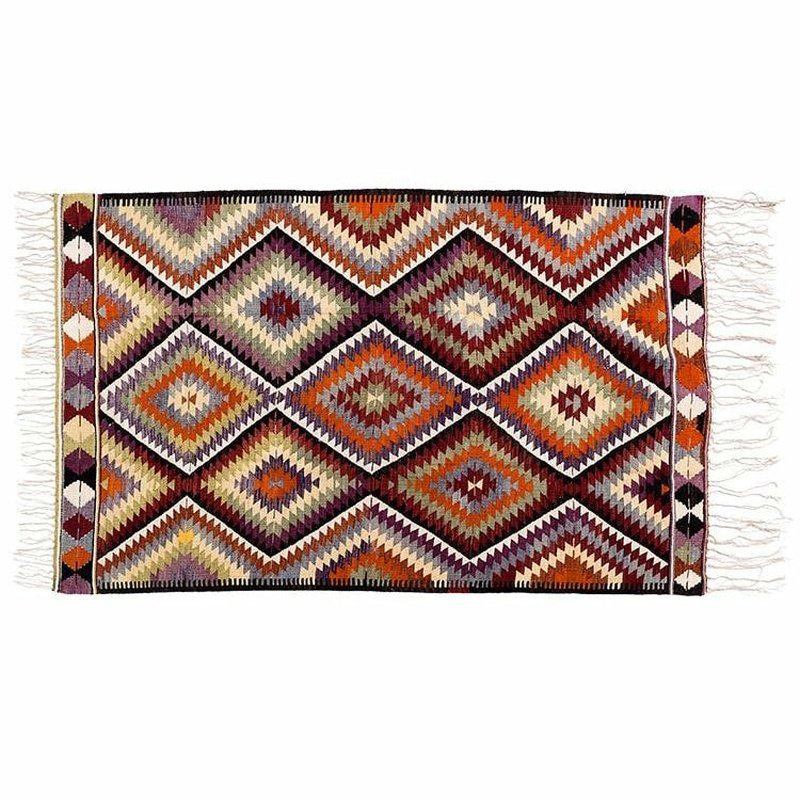 Dazzling Diamond 100% Wool Hand-Woven Kilim Rug - Ideal Place Market