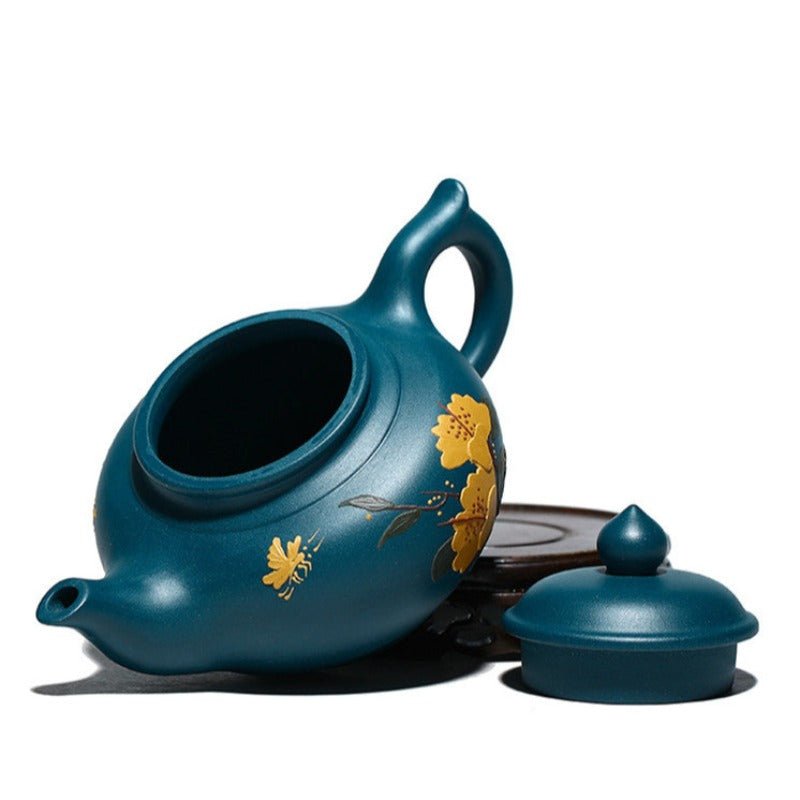 Deep Blue Handmade & Painted Yixing Teapot 280ml - Ideal Place Market