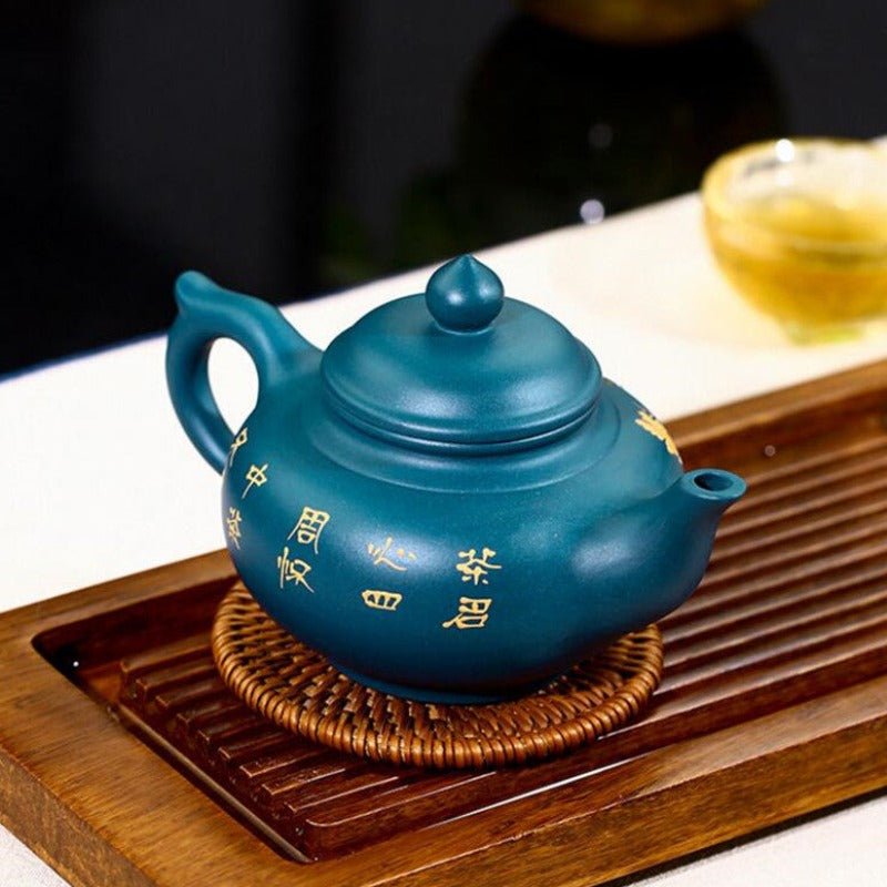 Deep Blue Handmade & Painted Yixing Teapot 280ml - Ideal Place Market