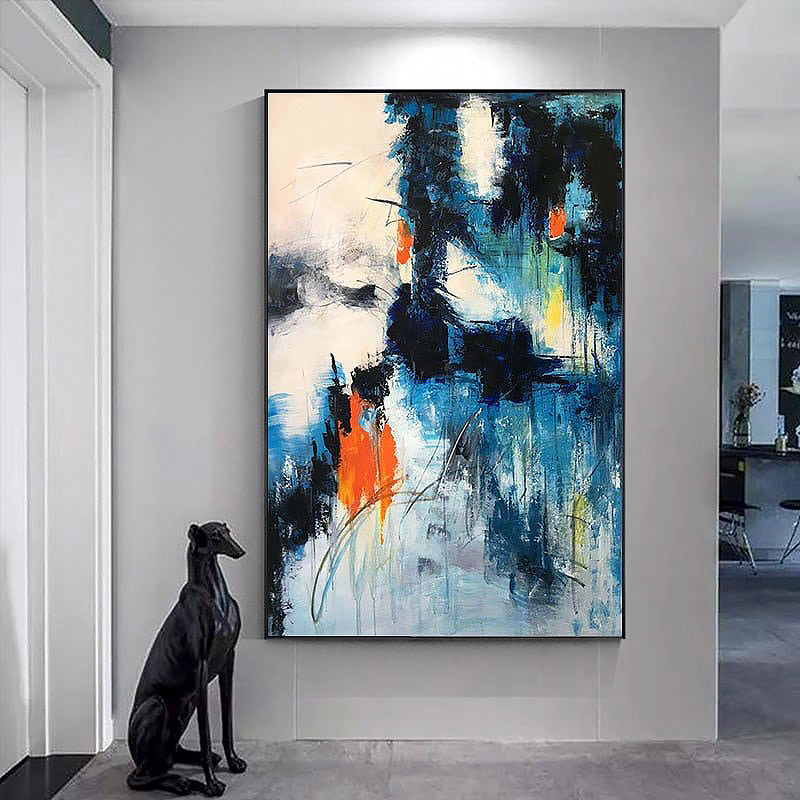 Deep Contrasted Abstract Painting on Canvas