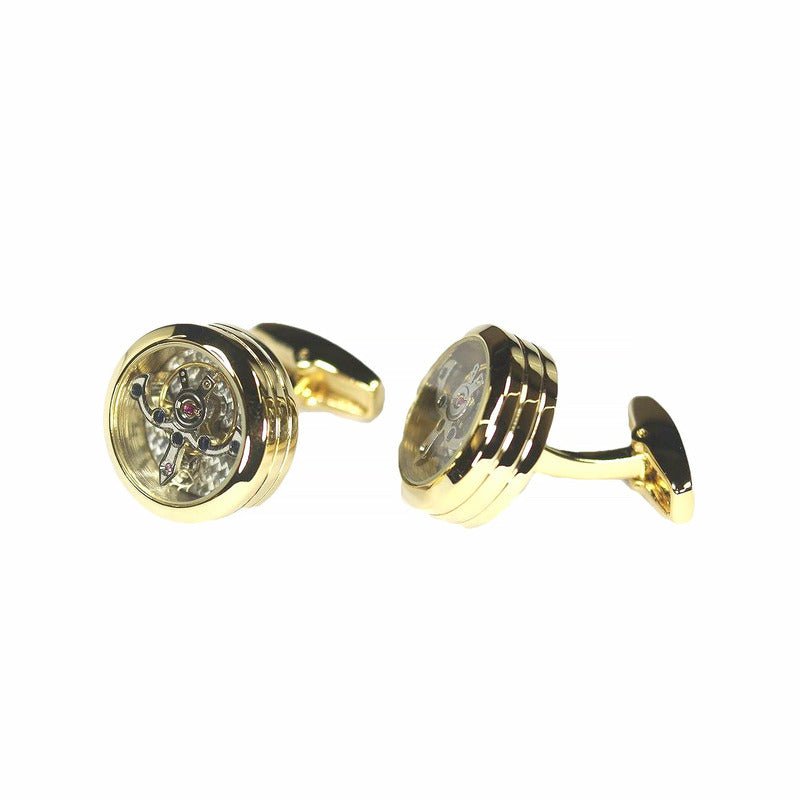 Detailed Mechanical Cufflinks in Gold Tone - Ideal Place Market