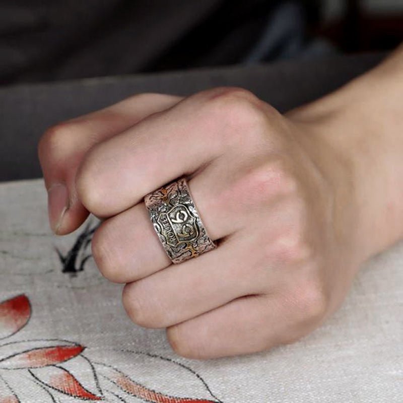 Distressed Route 66 Sterling Silver & Brass Ring - Ideal Place Market