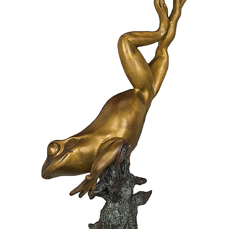 Diving Frog Bronze Sculpture with Marble Base - Ideal Place Market