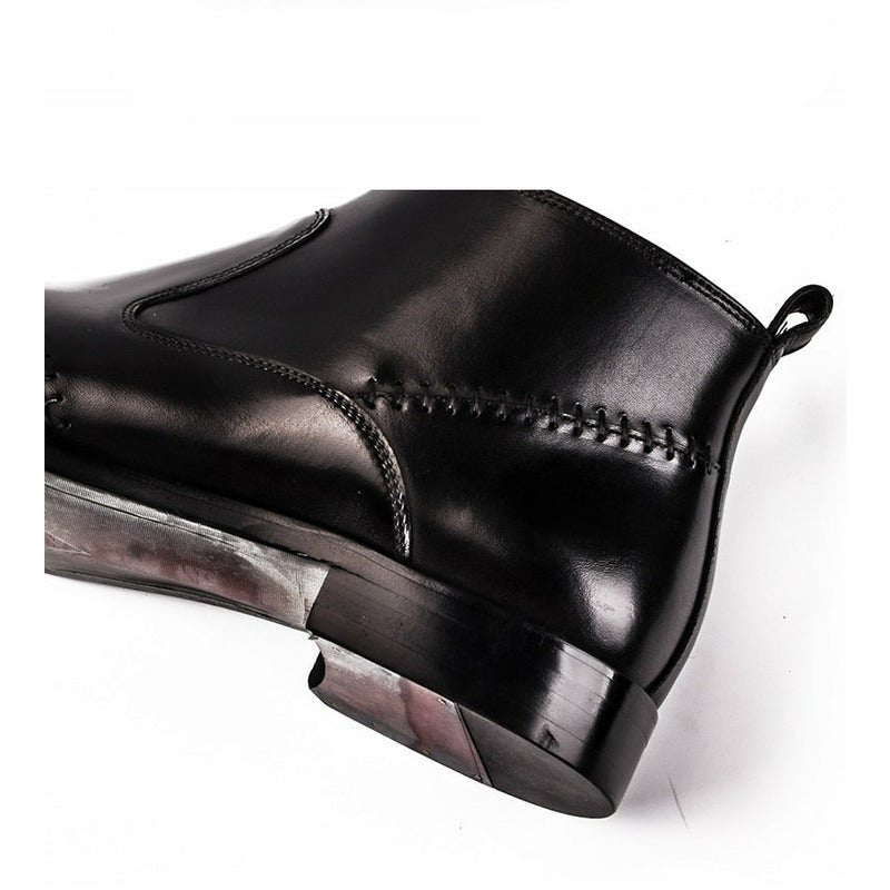 Elegant Satin Leather Ankle Boots with Exaggerated Stitching - Ideal Place Market