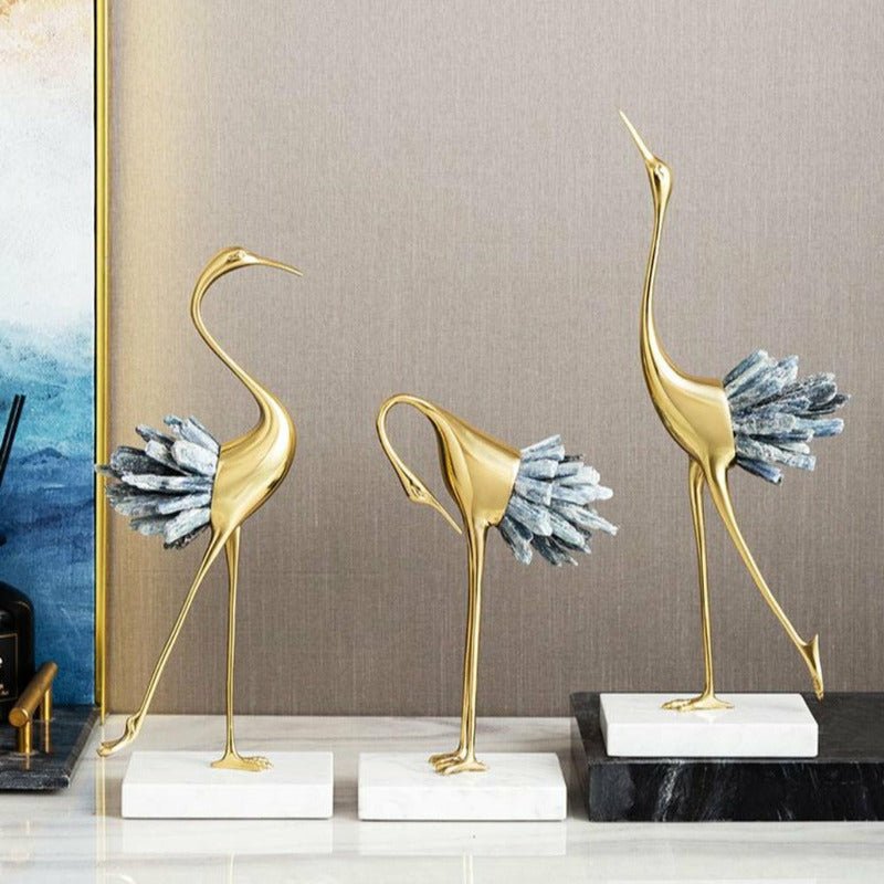 Exotically Elegant Crane Table Sculptures - Ideal Place Market