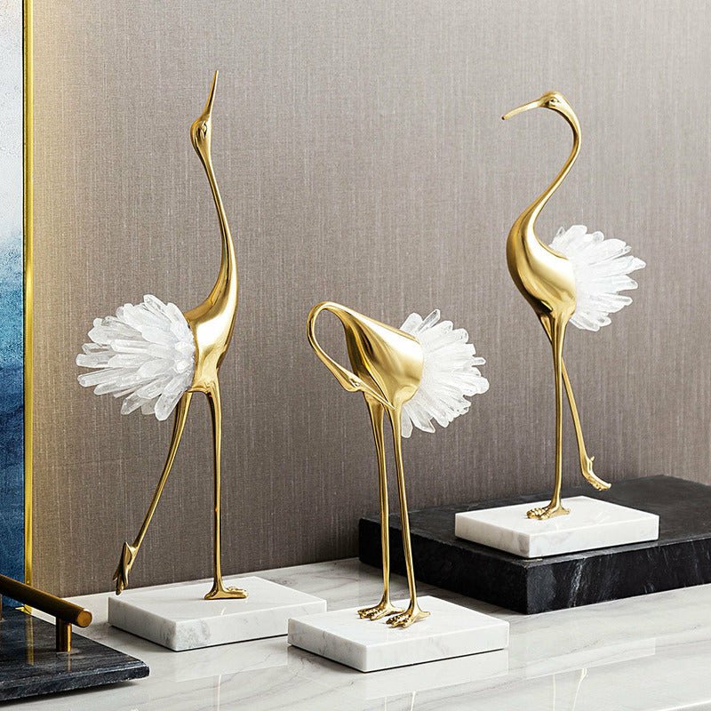 Exotically Elegant Crane Table Sculptures - Ideal Place Market