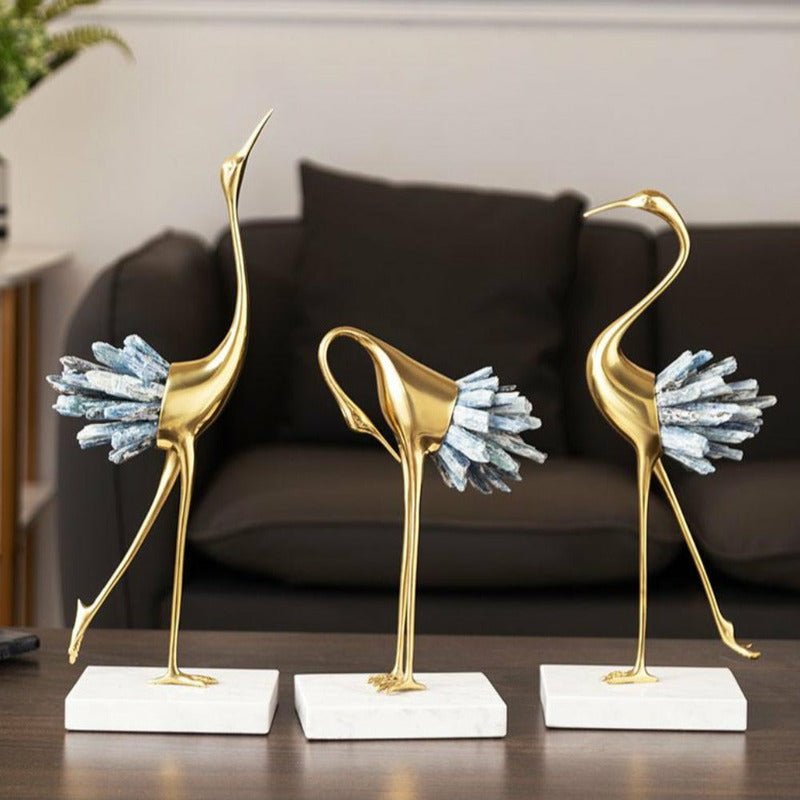 Exotically Elegant Crane Table Sculptures - Ideal Place Market