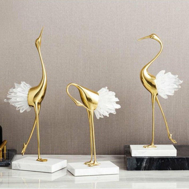 Exotically Elegant Crane Table Sculptures - Ideal Place Market