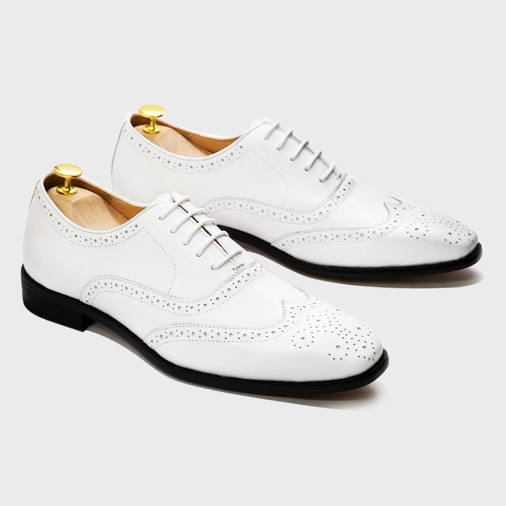 Formal White Brogue Oxford Shoes for Men - Ideal Place Market