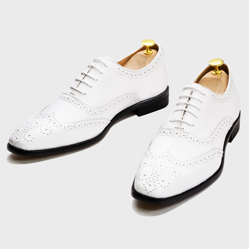 Formal White Brogue Oxford Shoes for Men - Ideal Place Market