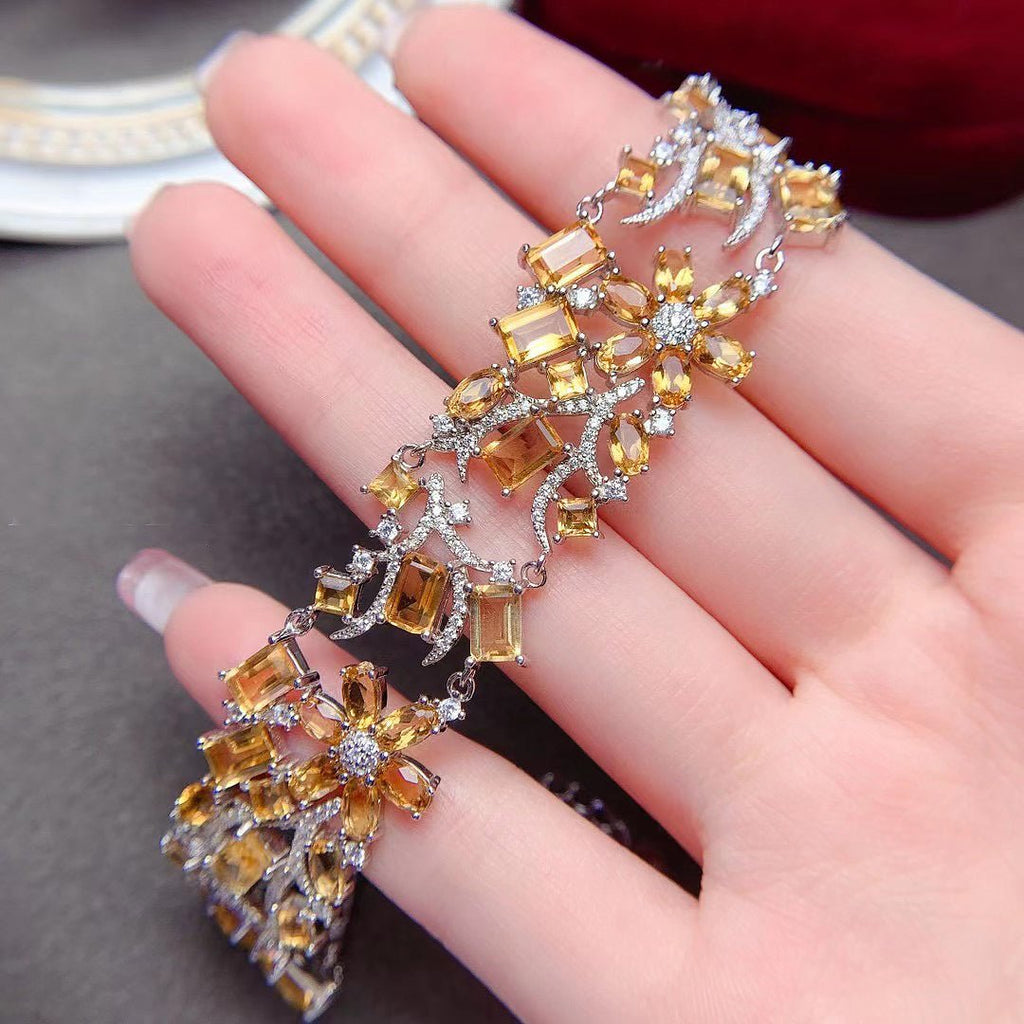 Garden of Citrine Silver Bracelet for Women - Ideal Place Market