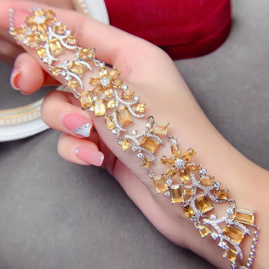 Garden of Citrine Silver Bracelet for Women - Ideal Place Market