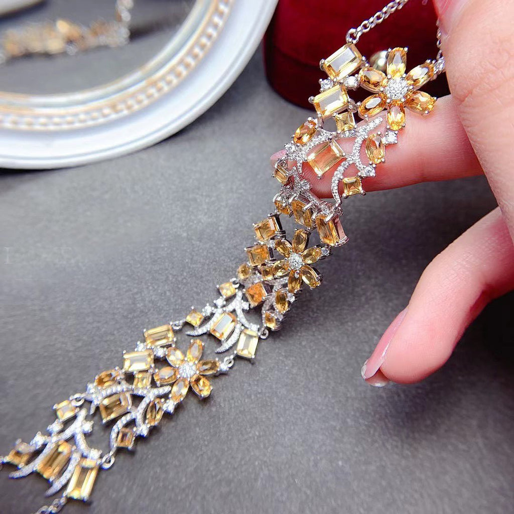 Garden of Citrine Silver Bracelet for Women - Ideal Place Market