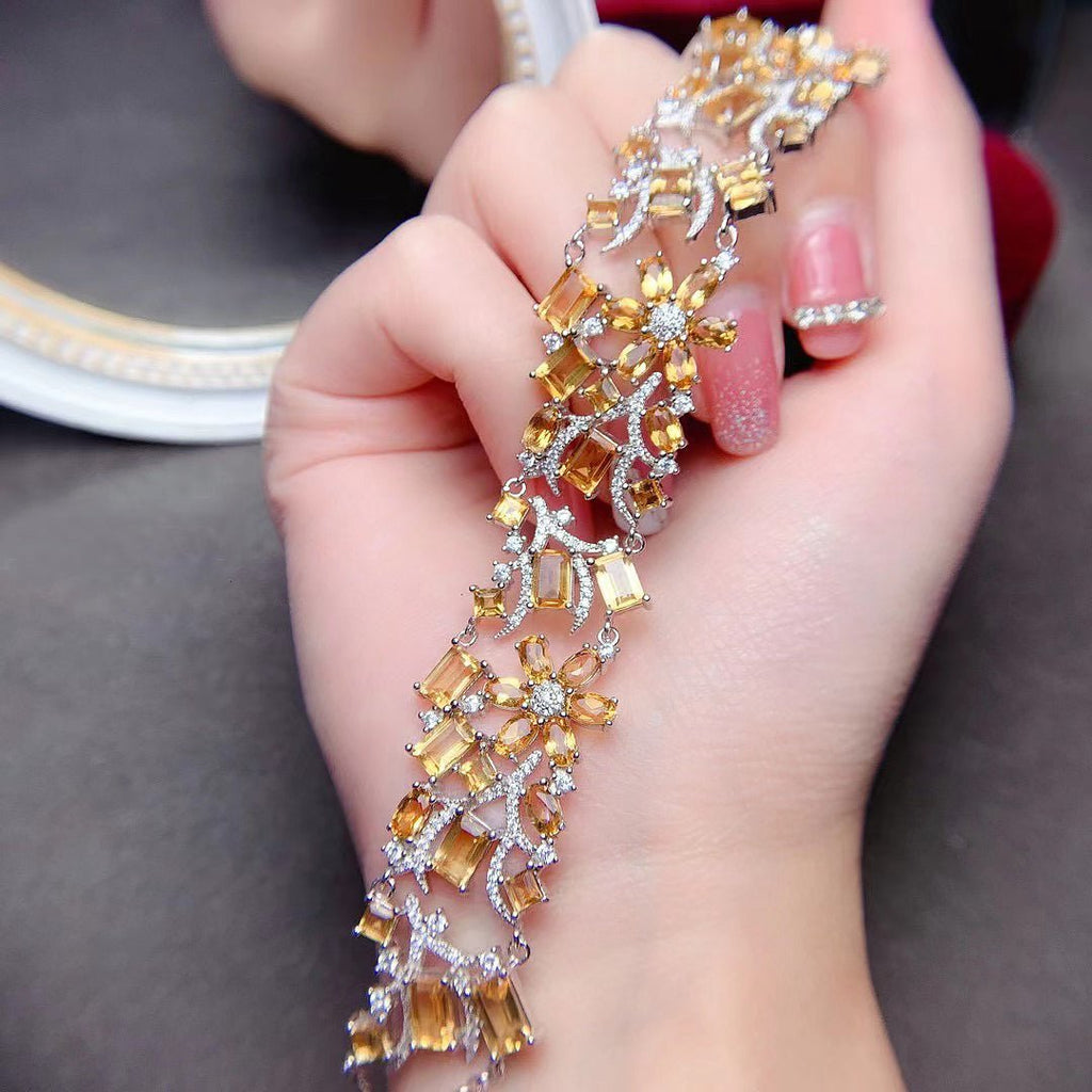 Garden of Citrine Silver Bracelet for Women - Ideal Place Market