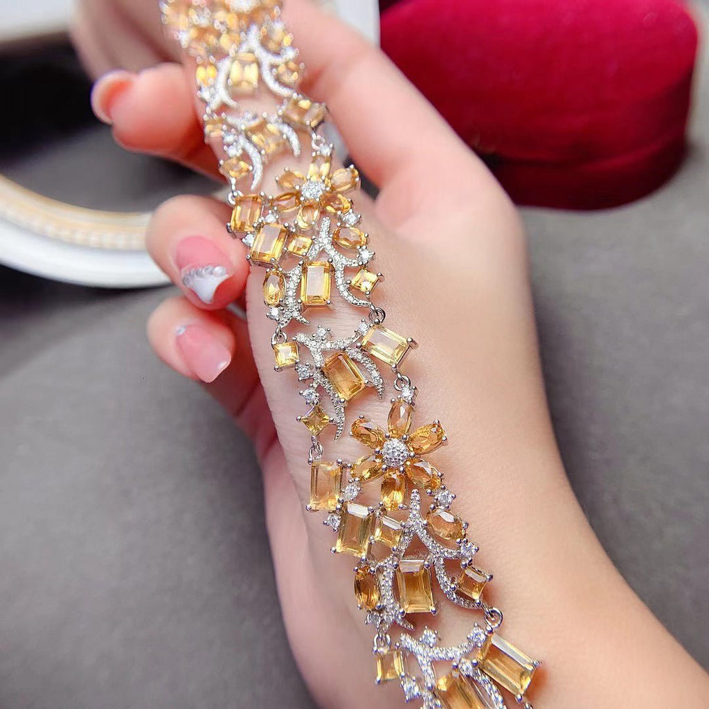 Garden of Citrine Silver Bracelet for Women - Ideal Place Market