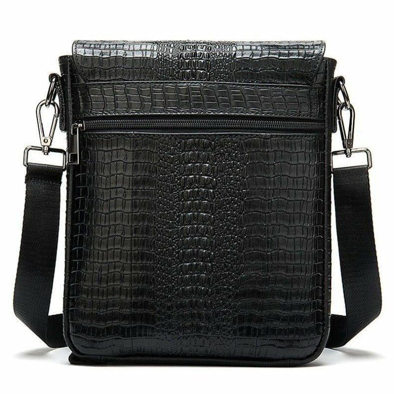 Gator Embossed Genuine Leather Shoulder Bag for Men - Ideal Place Market