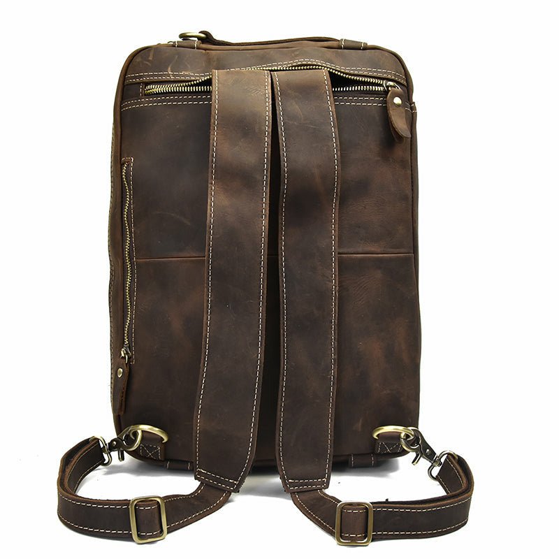 Genuine Burnished Leather Duffle Backpack - Ideal Place Market