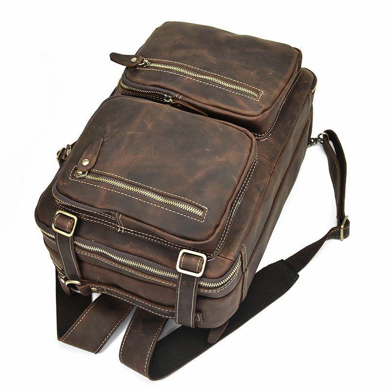 Genuine Burnished Leather Duffle Backpack - Ideal Place Market