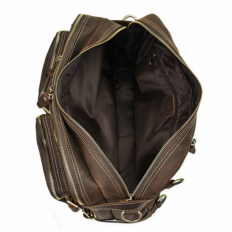 Genuine Burnished Leather Duffle Backpack - Ideal Place Market