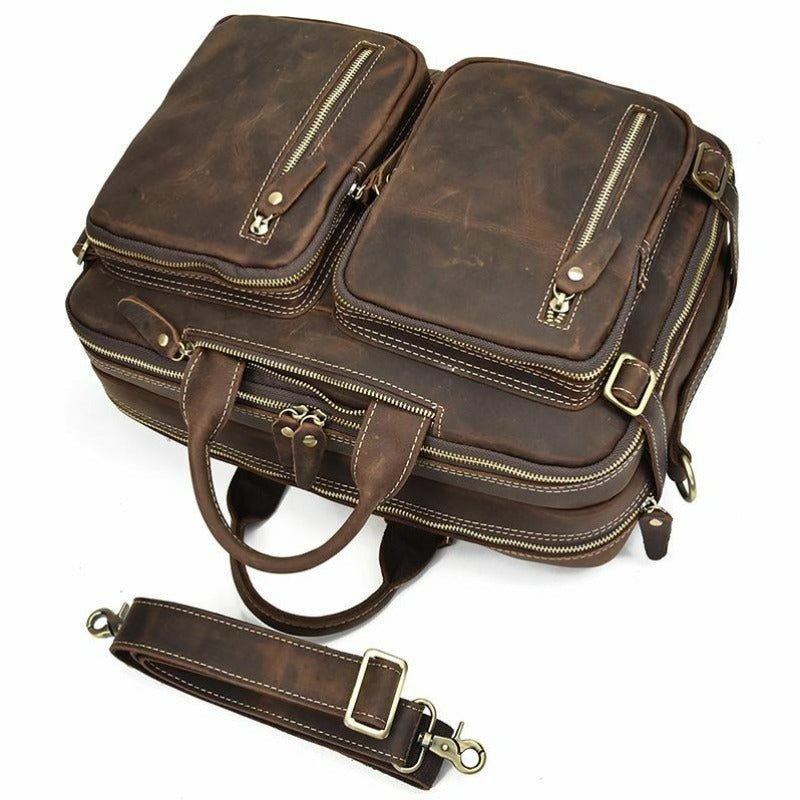 Genuine Burnished Leather Duffle Backpack - Ideal Place Market