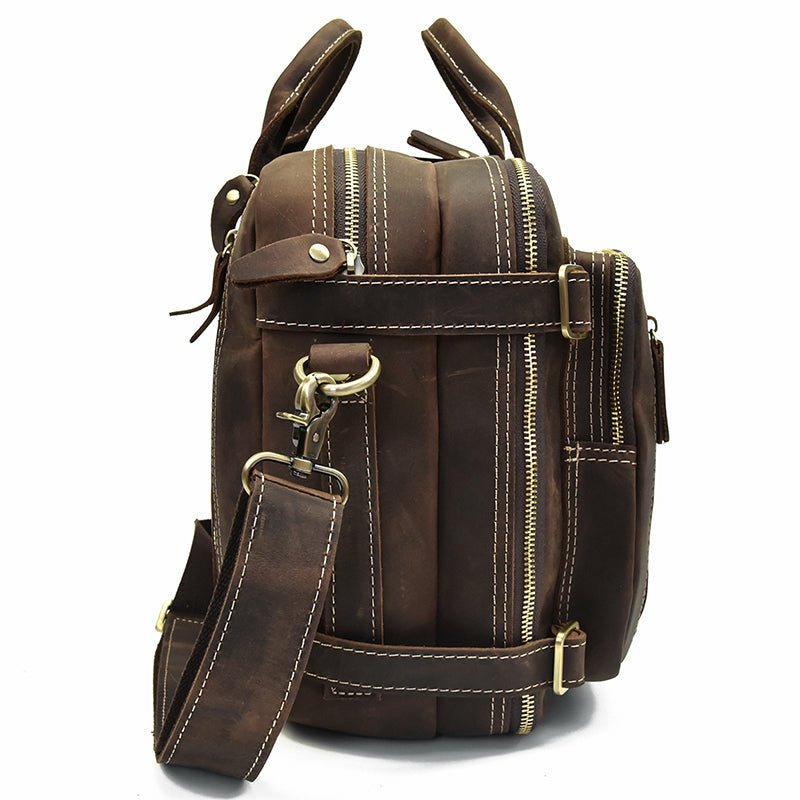 Genuine Burnished Leather Duffle Backpack - Ideal Place Market