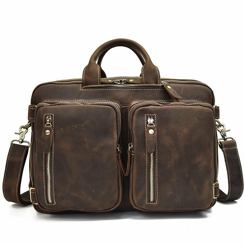 Genuine Burnished Leather Duffle Backpack - Ideal Place Market