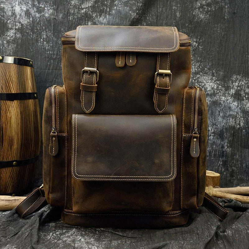 Genuine Burnished Leather Road-Ready Backpack - Ideal Place Market