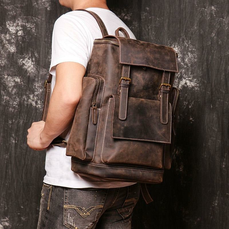 Genuine Burnished Leather Road-Ready Backpack - Ideal Place Market