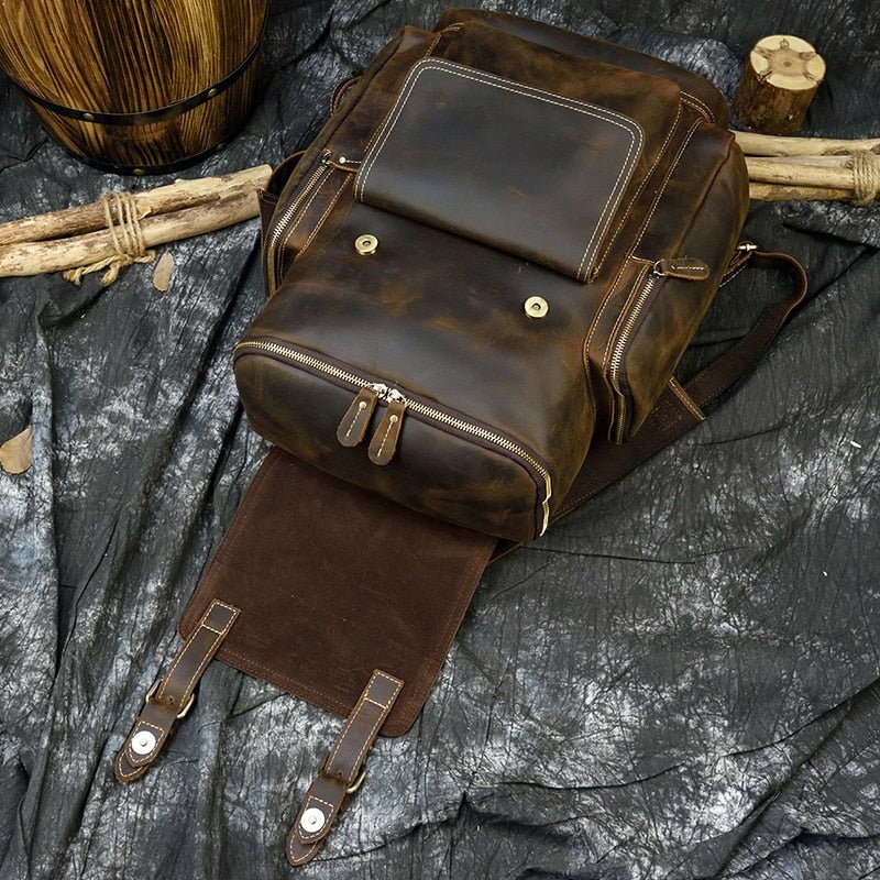 Genuine Burnished Leather Road-Ready Backpack - Ideal Place Market