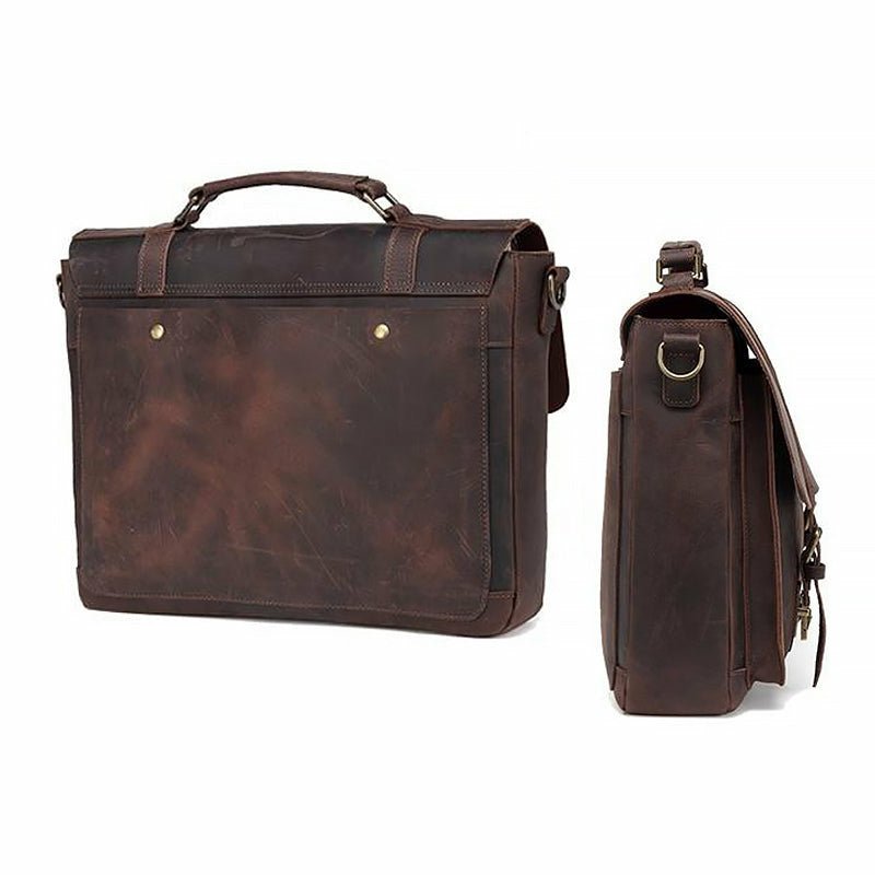 Genuine Cowhide Leather Messenger Bag fits 15.6in Laptop - Ideal Place Market