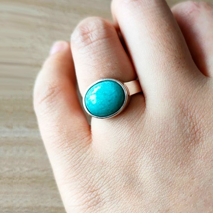 Genuine Turquoise in Solid 925 Sterling Silver Ring - Ideal Place Market