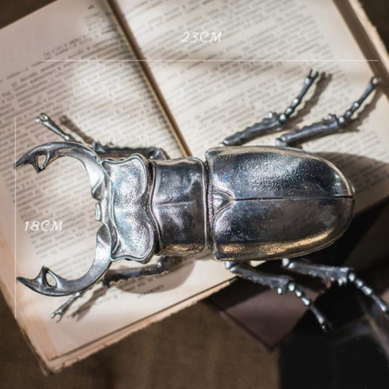 Giant Silver Beetle Tabletop Sculptures - Ideal Place Market