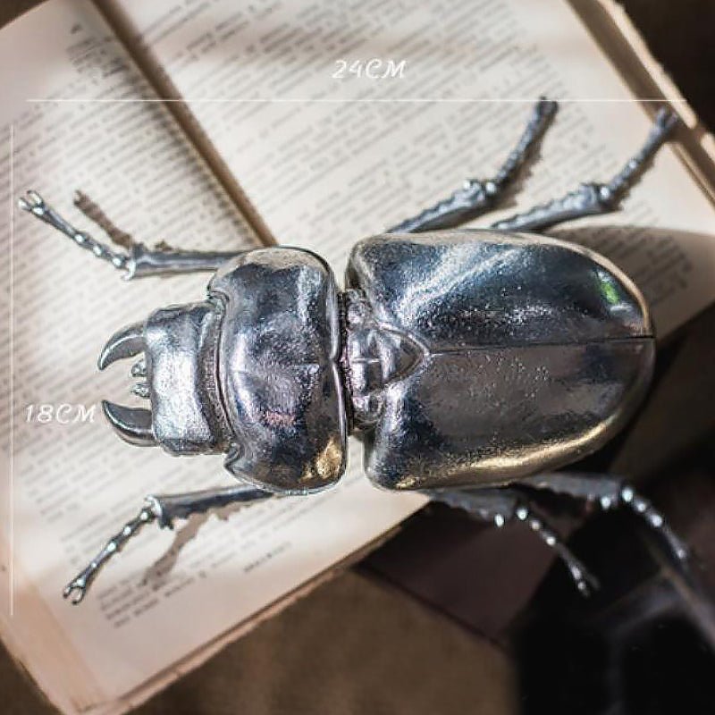 Giant Silver Beetle Tabletop Sculptures - Ideal Place Market