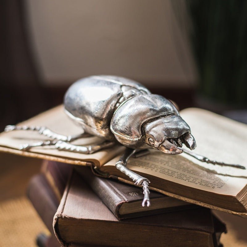 Giant Silver Beetle Tabletop Sculptures - Ideal Place Market