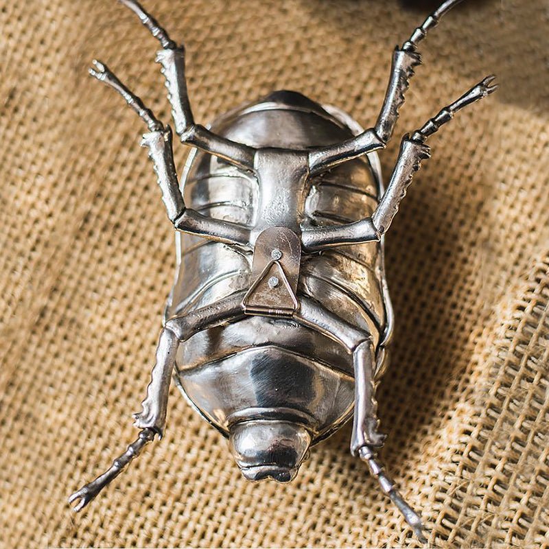 Giant Silver Beetle Tabletop Sculptures - Ideal Place Market