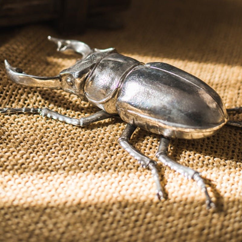 Giant Silver Beetle Tabletop Sculptures - Ideal Place Market