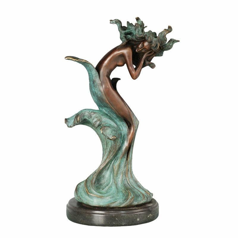 Gorgeous Bronze Amphitrite Sculpture with Marble Base - Ideal Place Market