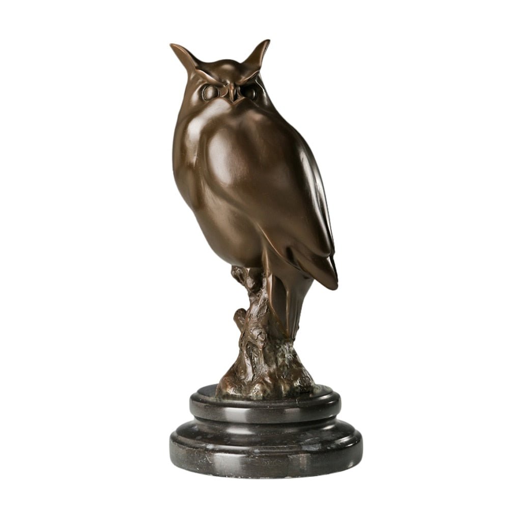 Great Horned Owl Bronze Sculpture on Marble Base - Ideal Place Market