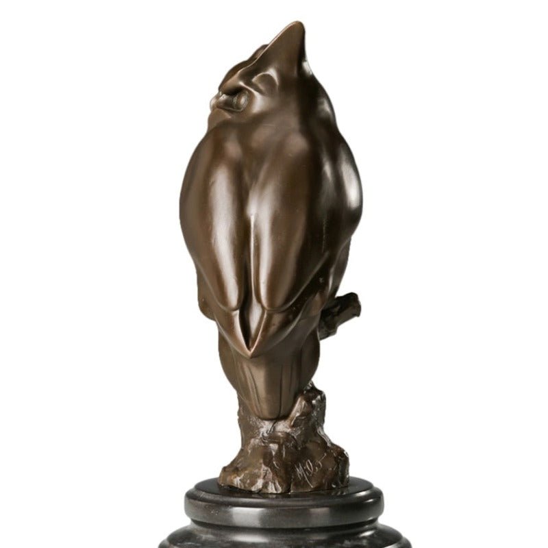 Great Horned Owl Bronze Sculpture on Marble Base - Ideal Place Market