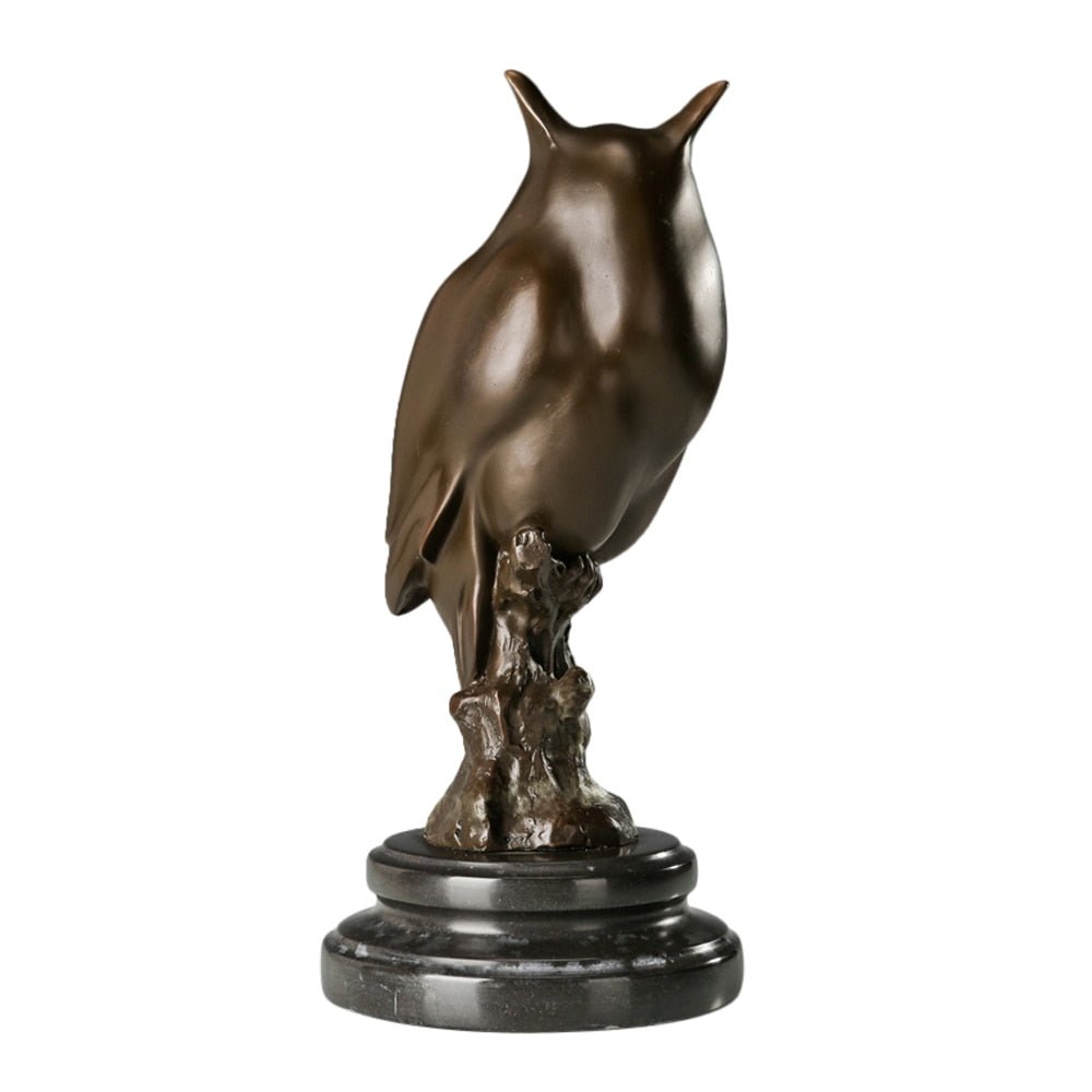 Great Horned Owl Bronze Sculpture on Marble Base - Ideal Place Market