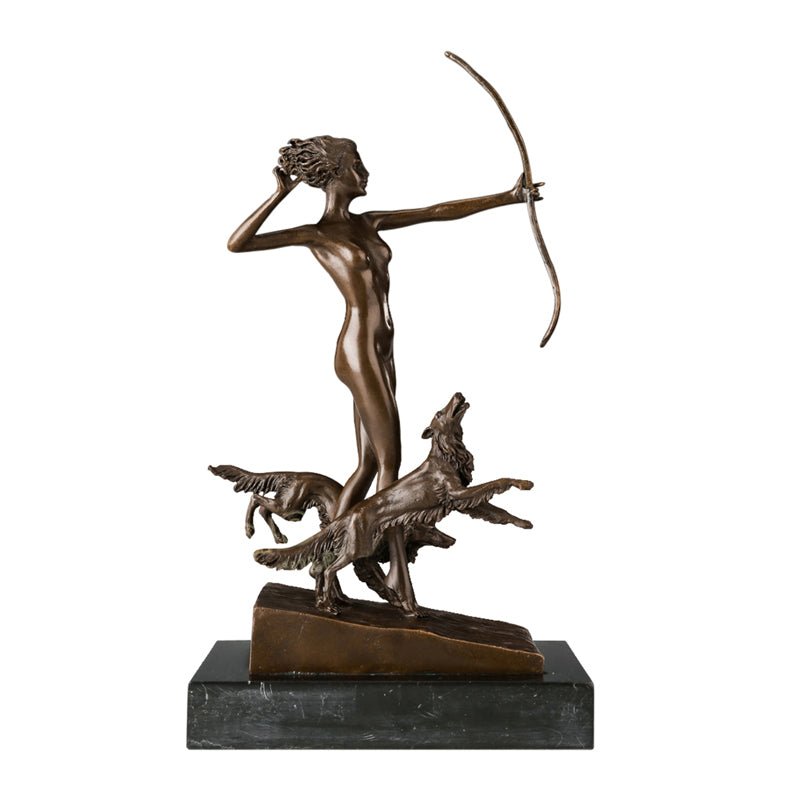 Greek Goddess 'Artemis' Bronze Sculpture with Marble Base - Ideal Place Market