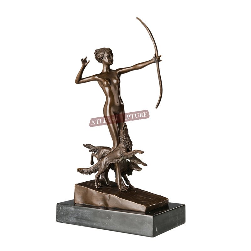 Greek Goddess 'Artemis' Bronze Sculpture with Marble Base - Ideal Place Market