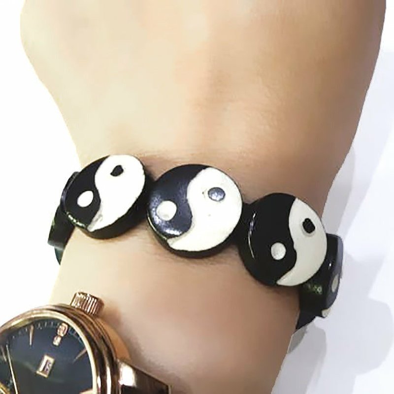 Hand Carved Tibetan Ying Yang Taiji Yak Bone Adjustable Bracelet - Ideal Place Market