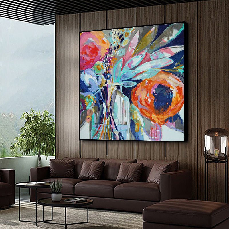 Hand-Painted Abstract Flora on Canvas - Ideal Place Market