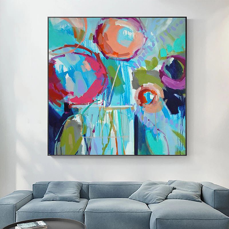 Hand-Painted Abstract Poppies on Canvas - Ideal Place Market