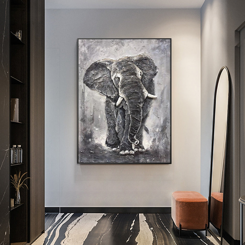 Hand Painted African Bush Elephant on Canvas - Ideal Place Market