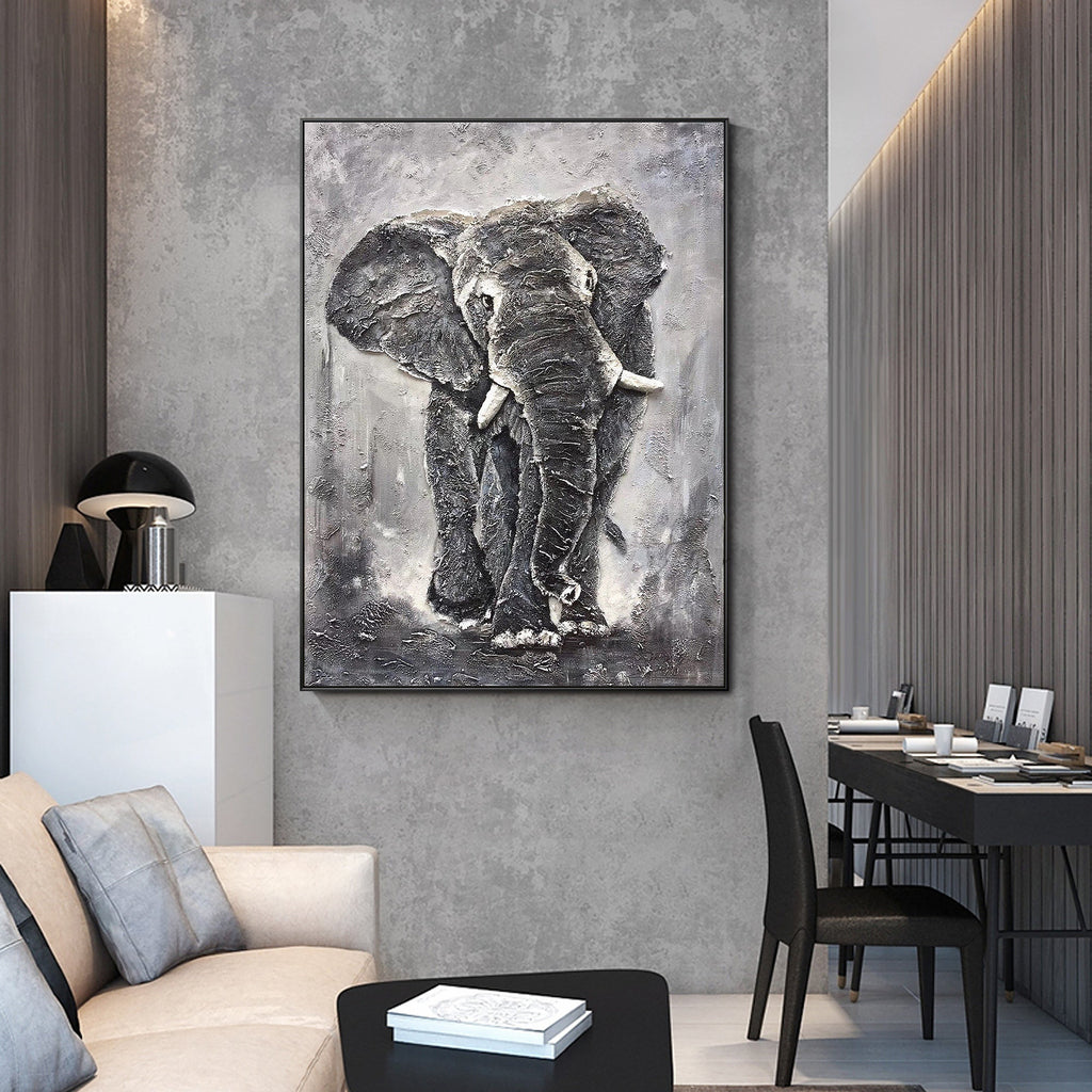 Hand Painted African Bush Elephant on Canvas - Ideal Place Market