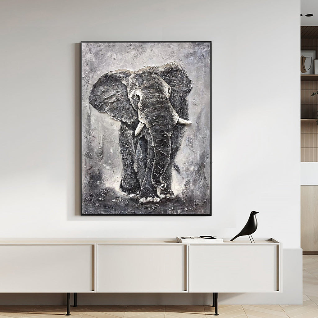 Hand Painted African Bush Elephant on Canvas - Ideal Place Market