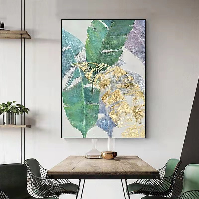 Hand-Painted Banana Leaf Gold Foil Painting - Ideal Place Market