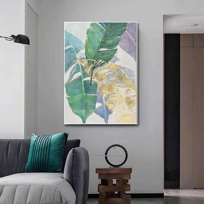 Hand-Painted Banana Leaf Gold Foil Painting - Ideal Place Market